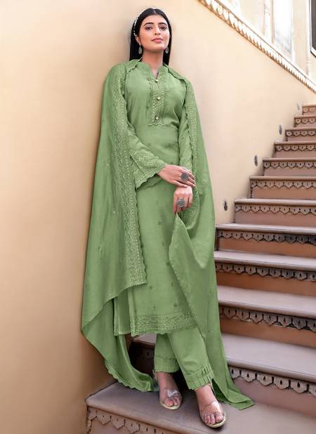 Green Colour BELA SHAMA Heavy Festive Wear Designer Viscose Muslin Salwar Suit Collection 3170